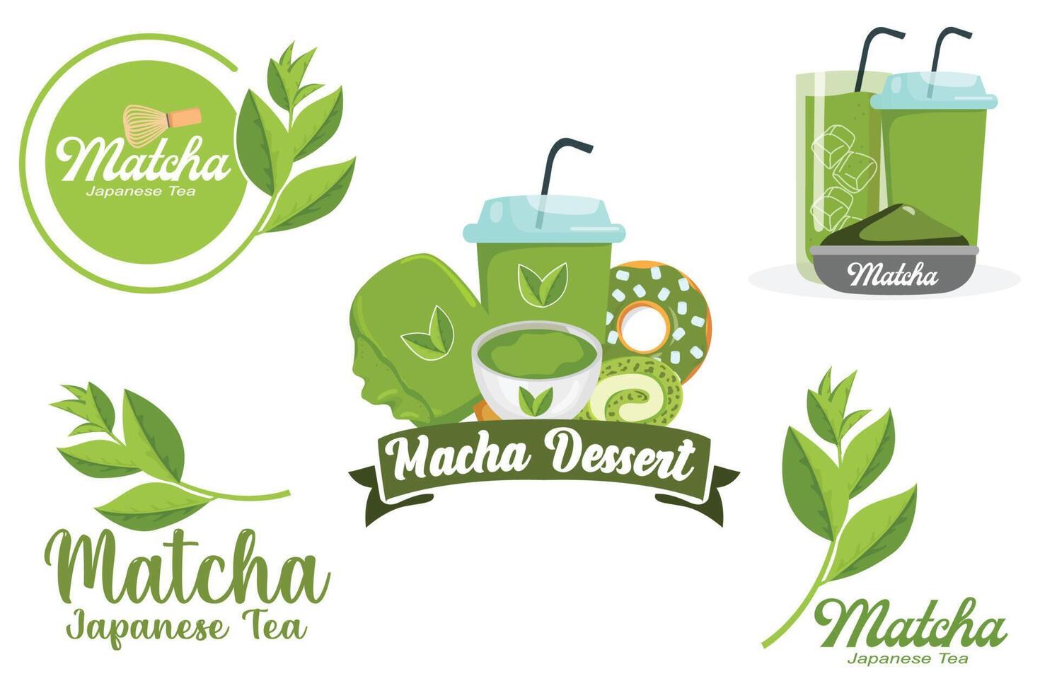 ilustración vectorial del logotipo de matcha de planta verde hecho como bebida de matcha o postre de matcha, diseño de té verde vector