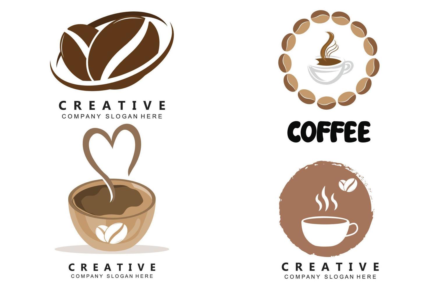 vector de logotipo de planta de grano de café para ilustración de diseño de bebida de café