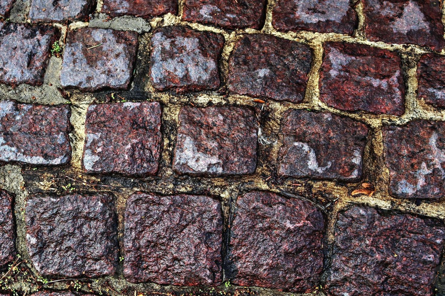 Detailed close up on old historical cobblestone roads and walkways photo