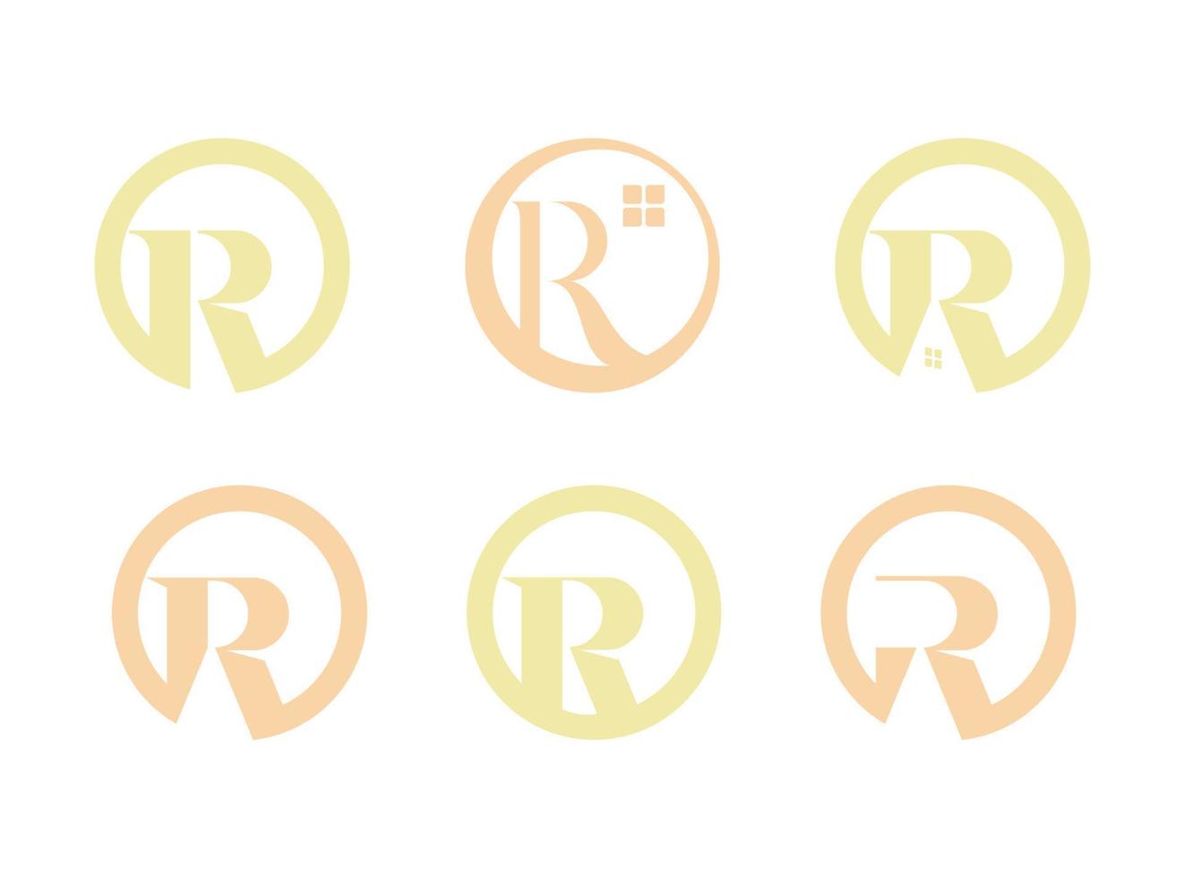 conjunto de colección de concepto de diseño de logotipo de hipoteca de casa de monograma de círculo r vector
