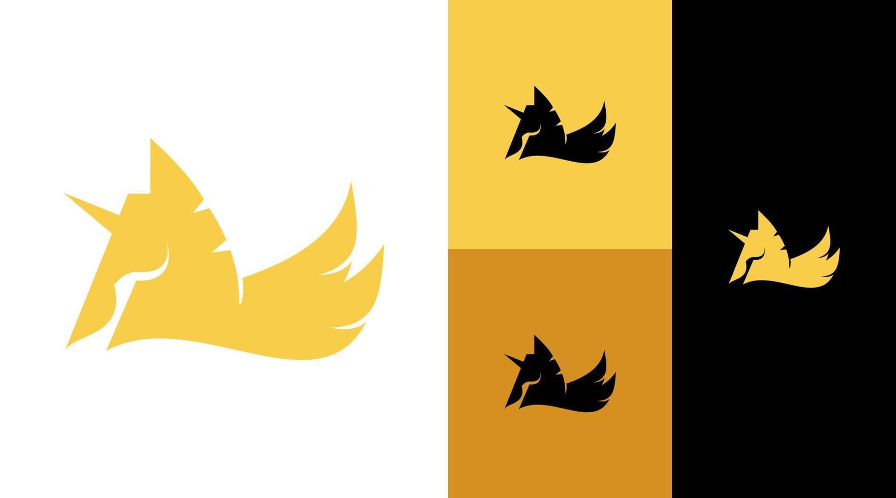 unicornio dorado con alas y concepto de diseño de logotipo de casco espartano vector