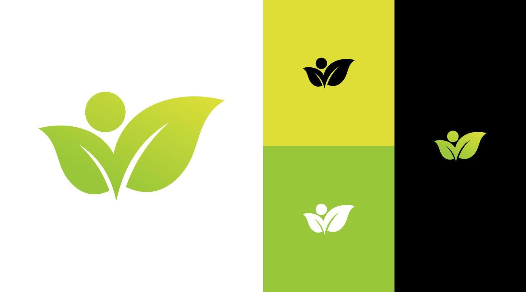 Growing Leaf Natural Plant Community Logo Design Concept vector