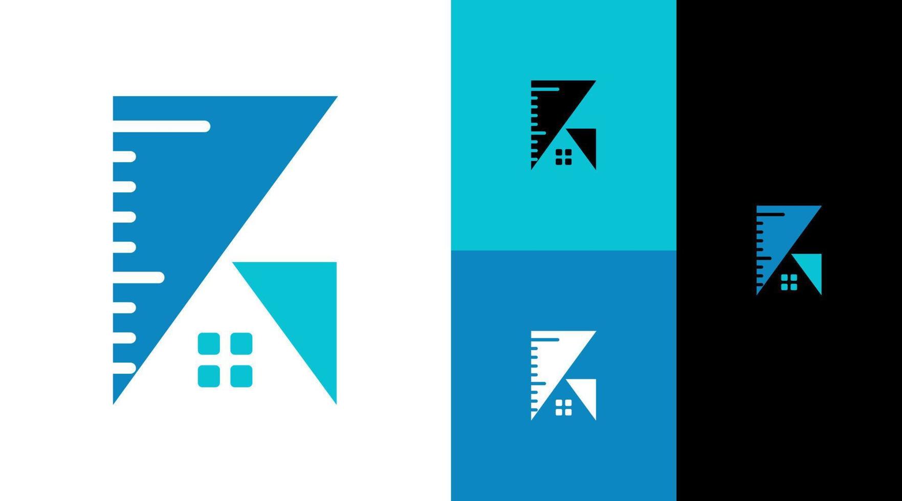 regla y concepto de diseño de logotipo de empresa de arquitectura de construcción de viviendas vector