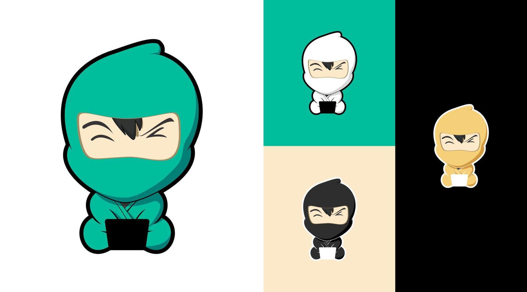 diseño de personaje de avatar de dibujos animados de mascota ninja vector