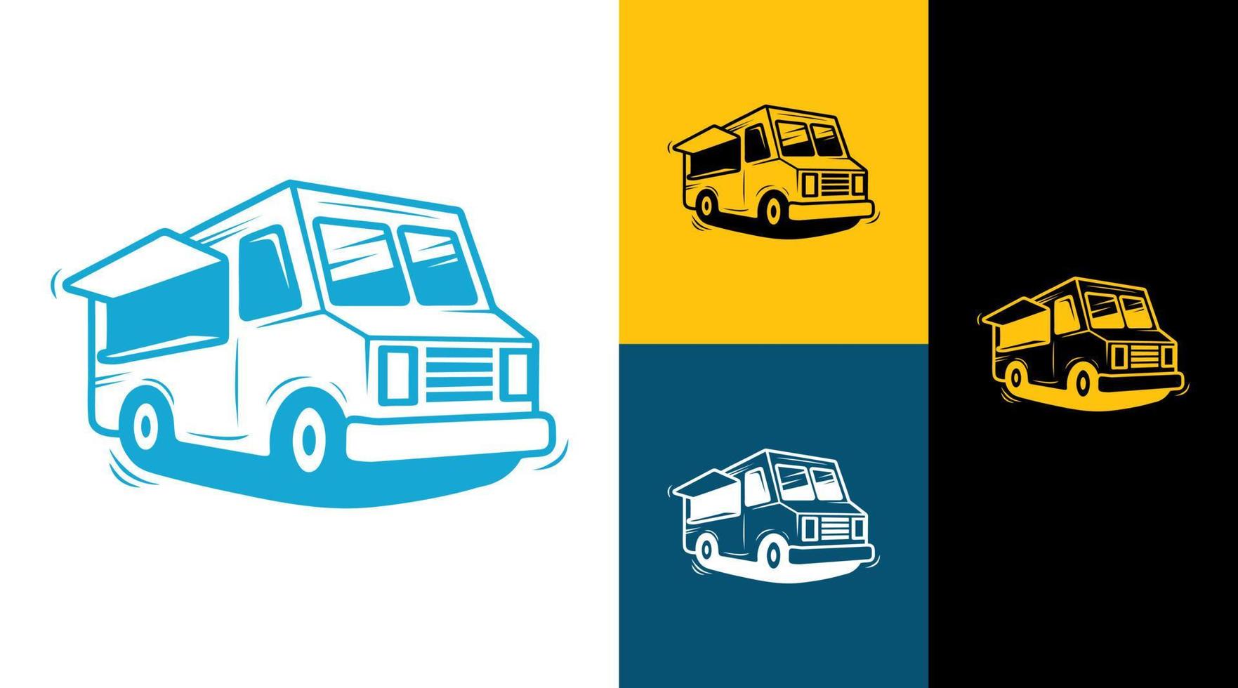 concepto de diseño de logotipo de vehículo de transporte de tienda de comida de camión vector