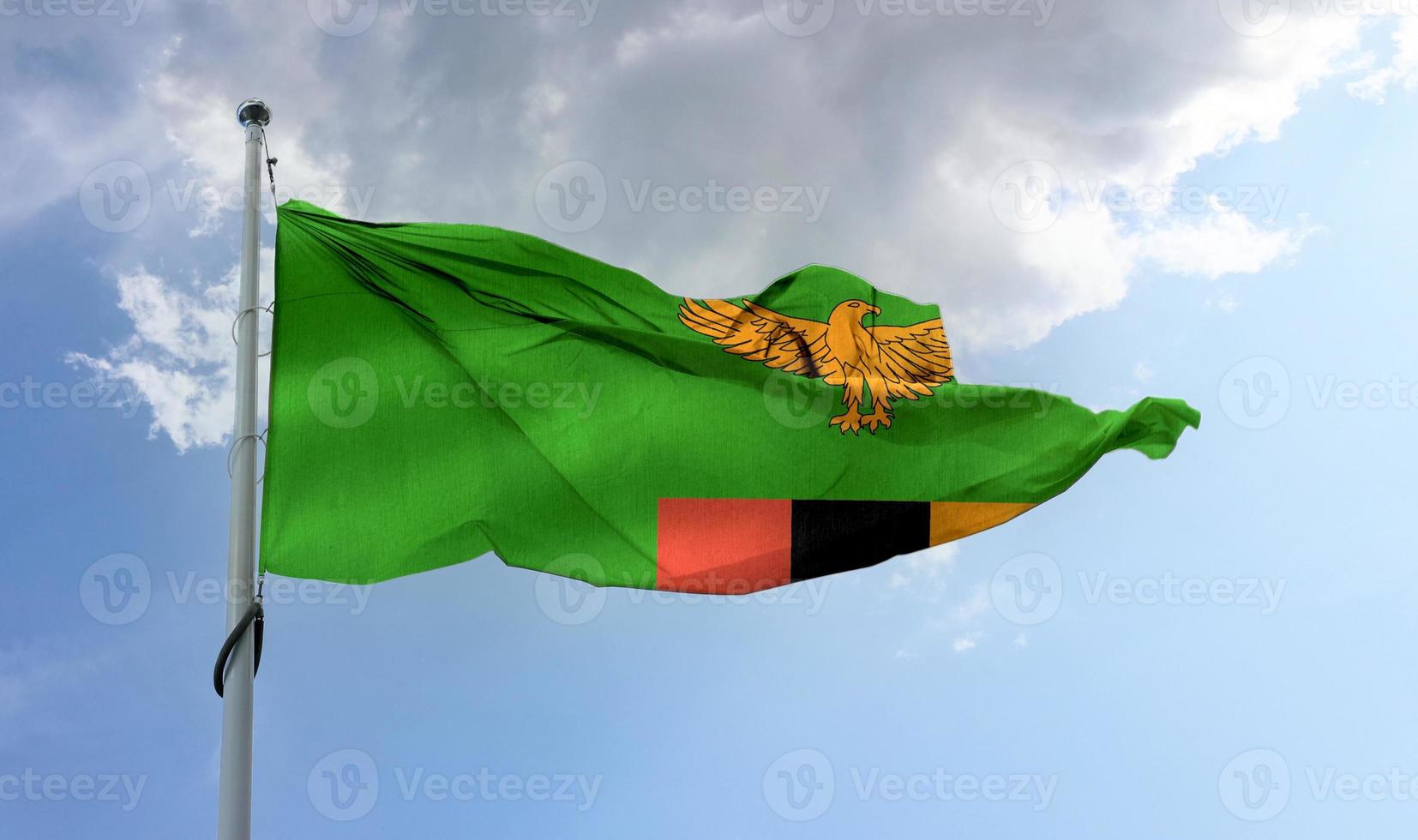 3D-Illustration of a Zambia flag - realistic waving fabric flag. photo