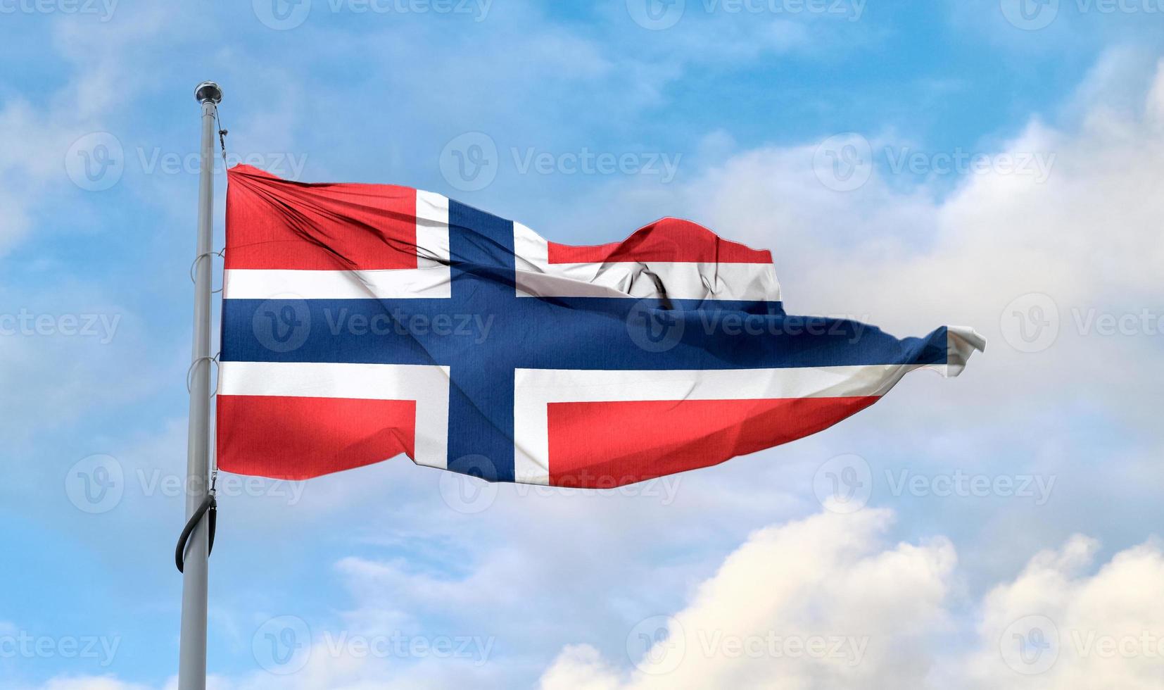 3D-Illustration of a Svalbard and Jan Mayen flag - realistic waving fabric flag.. photo