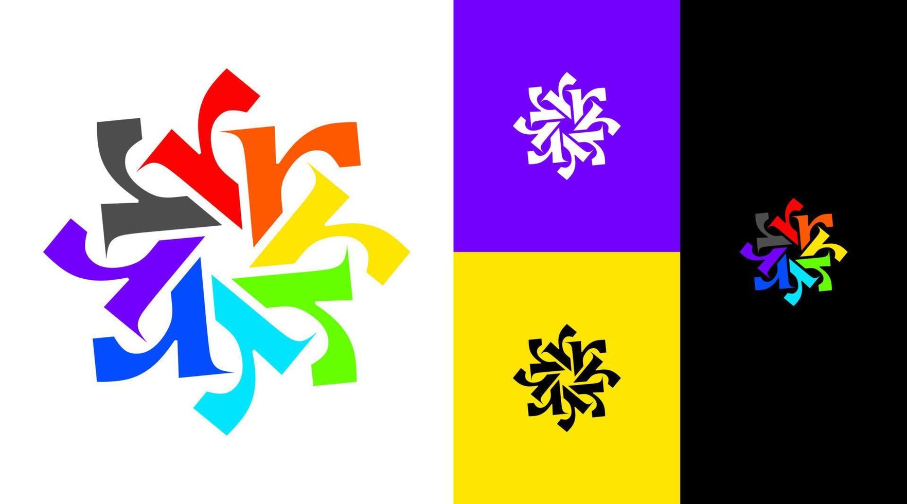 r monograma carta comunidad diversidad color marca logo diseño vector