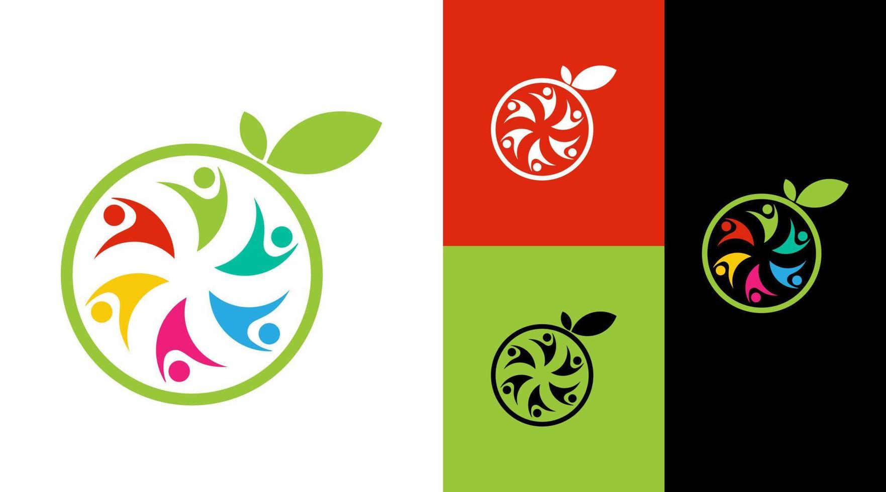 diseño de logotipo de grupo comunitario saludable natural de frutas vector