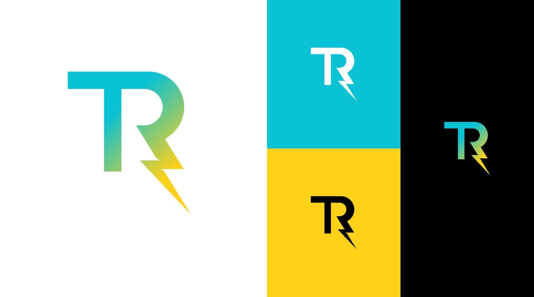 tr monograma relámpago trueno concepto de diseño de logotipo eléctrico vector