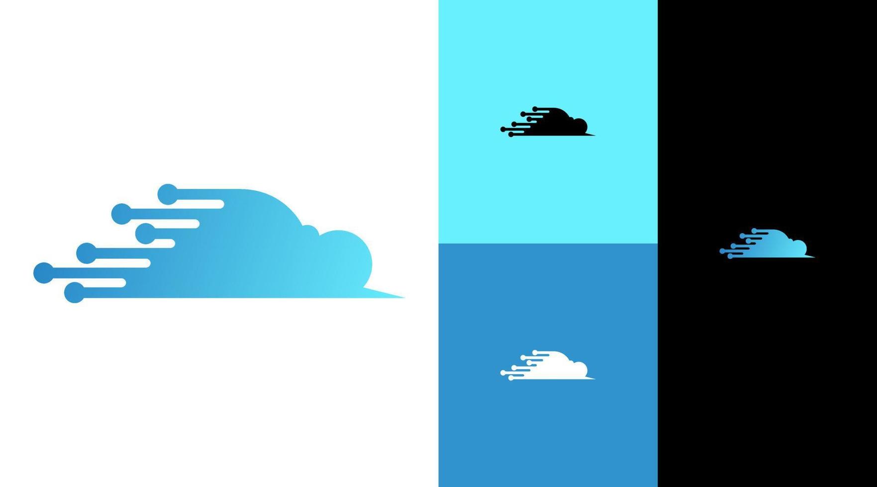 concepto de diseño de logotipo de almacenamiento de datos digitales de nube rápida vector