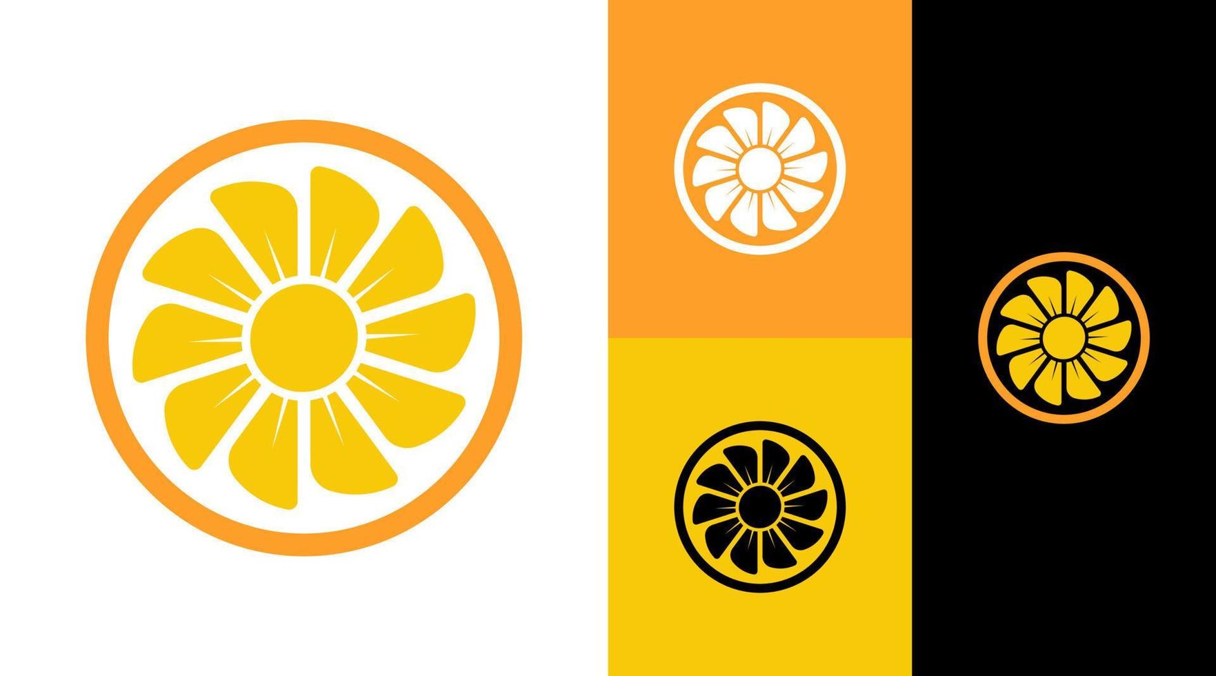 pétalos de flores amarillas en el diseño del logotipo de la marca circular vector