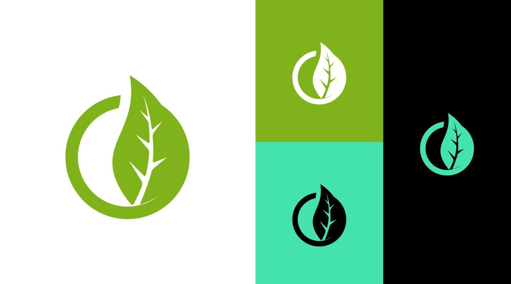 Circle Herbal Leaf Medicine logo design vector