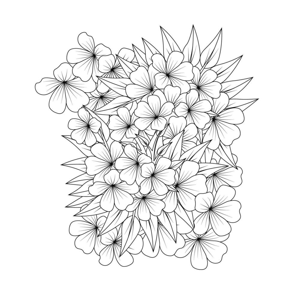 elegante doodle flor libro para colorear página ilustración línea gráfica diseño de arte para libro vector