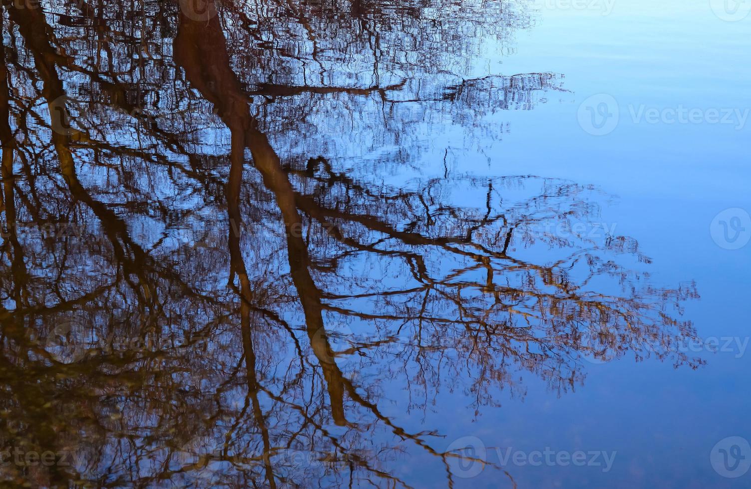 Detailed close up view on water surfaces with ripples and waves and the sunlight reflecting at the surface photo