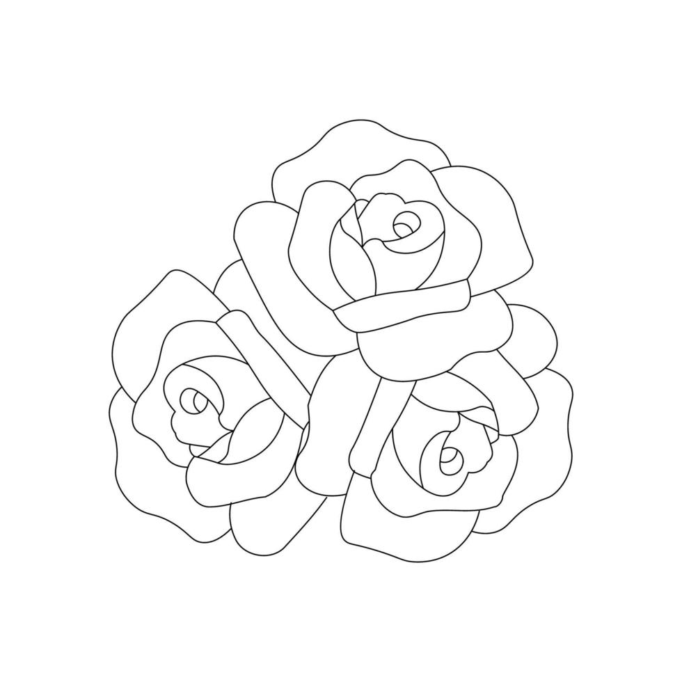 patrón de repetición de garabatos de flores de rosas con dibujo de página para colorear de arte lineal de diseño de boceto monocromático vector