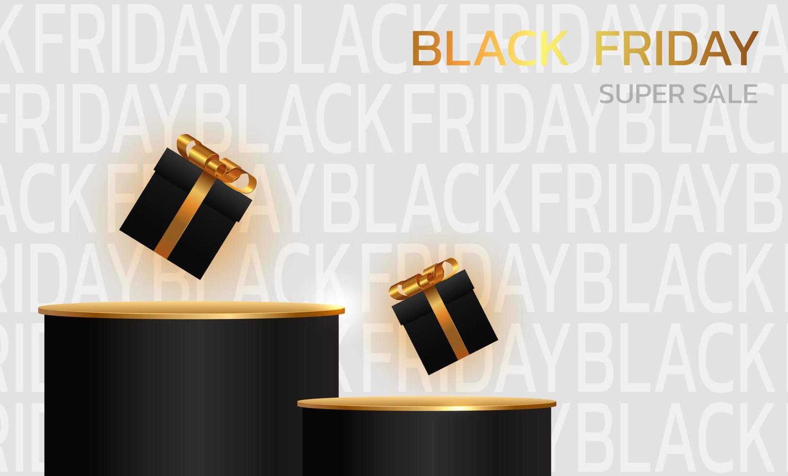 Black Friday Super Sale. Banner, poster on dark background. podium for sale vector