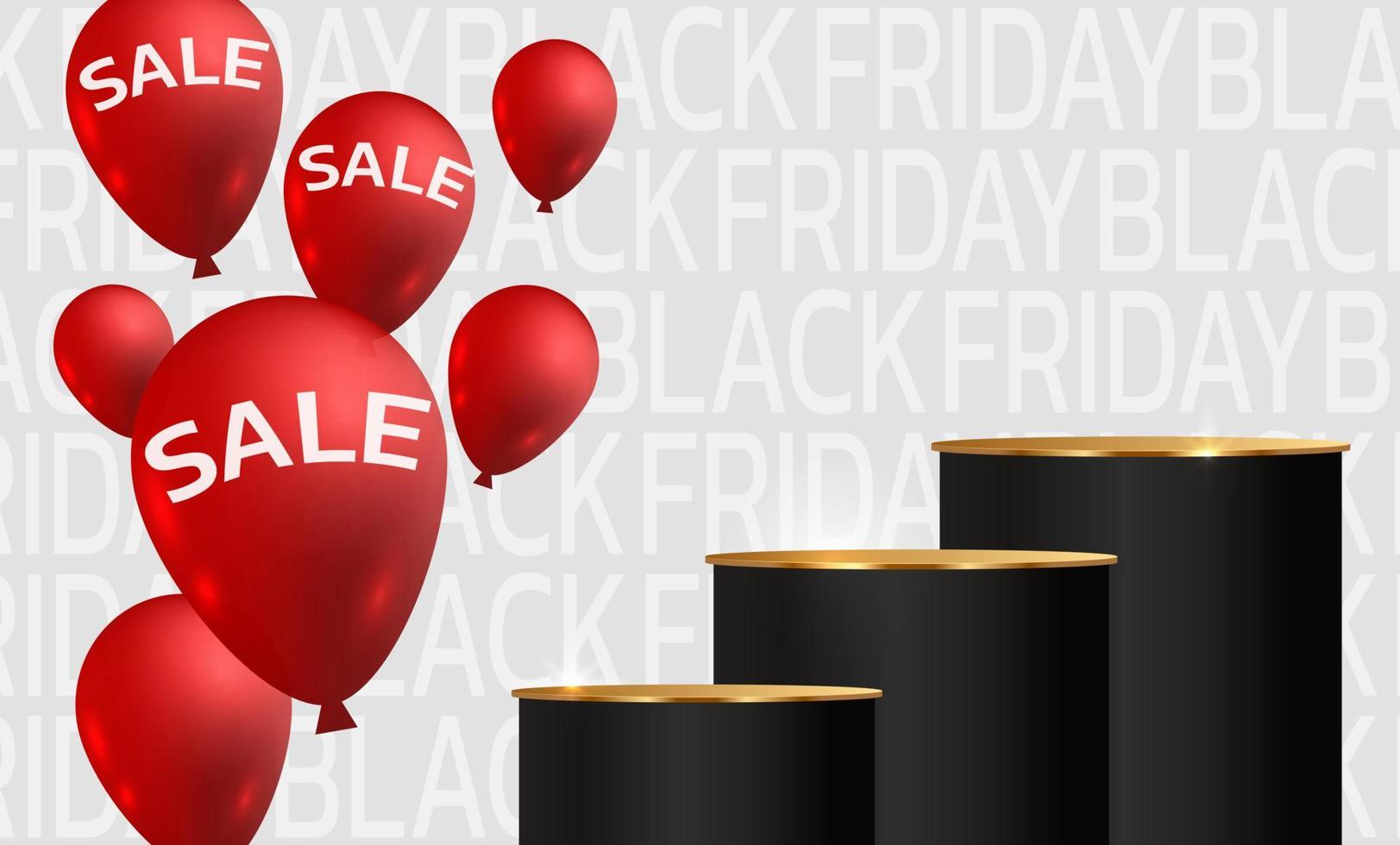 Black Friday Super Sale. Banner, poster on dark background. podium for sale vector
