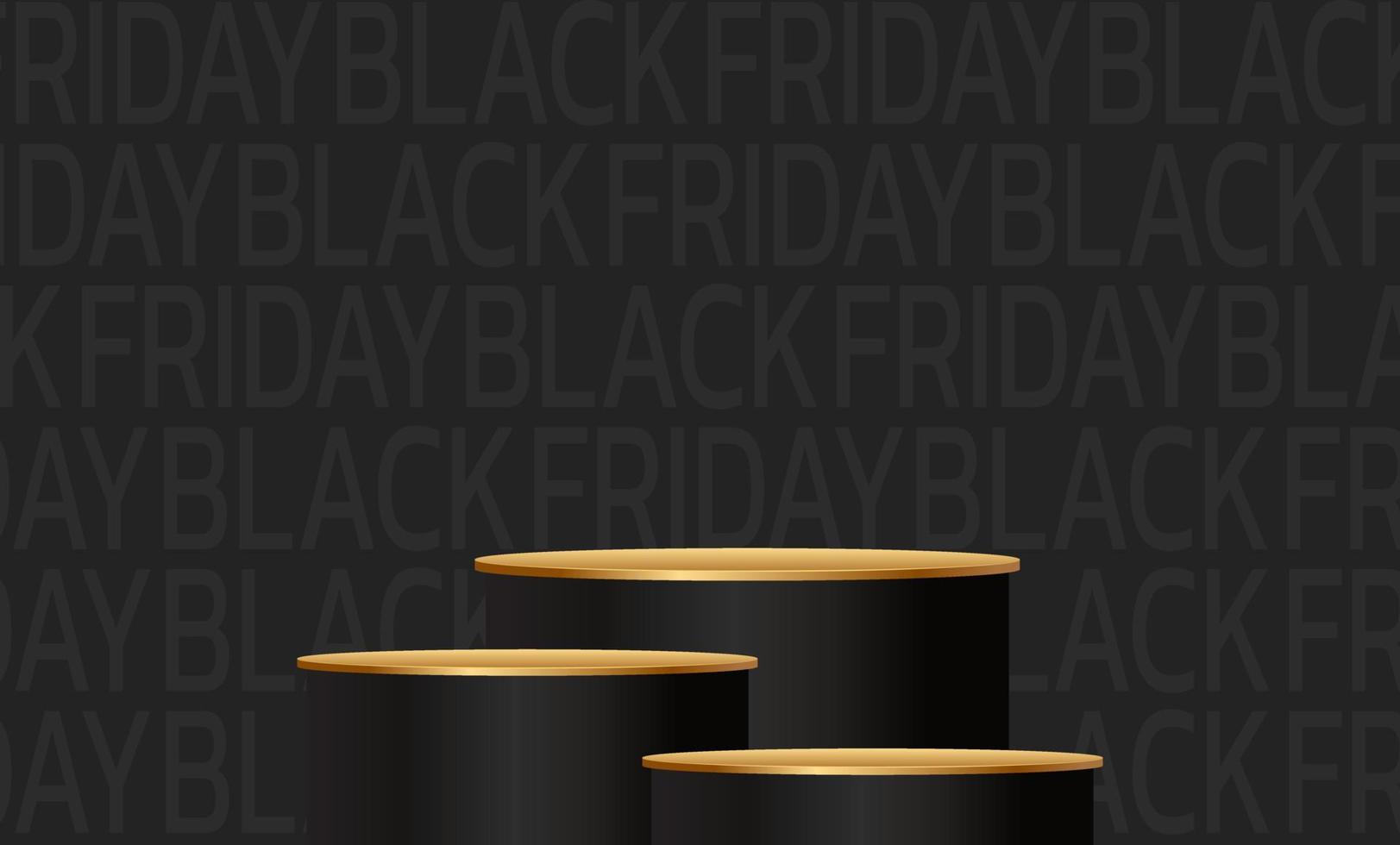 Black Friday Super Sale. Banner, poster on dark background. podium for sale. vector