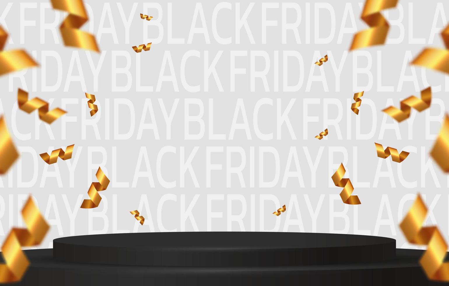 Black Friday Super Sale. Banner, poster on dark background. podium for sale vector