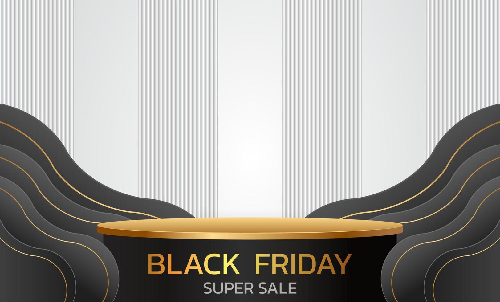 Black Friday Super Sale. Banner, poster on dark background. podium for sale vector