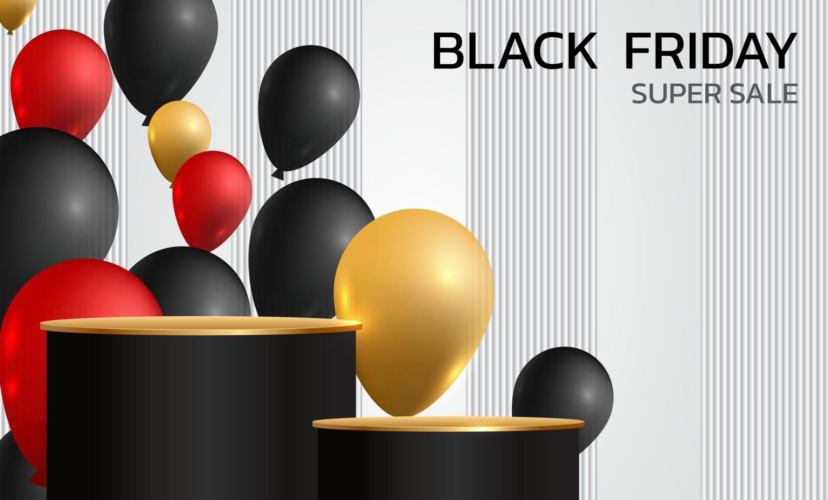 Black Friday Super Sale. Banner, poster on dark background. podium for sale vector