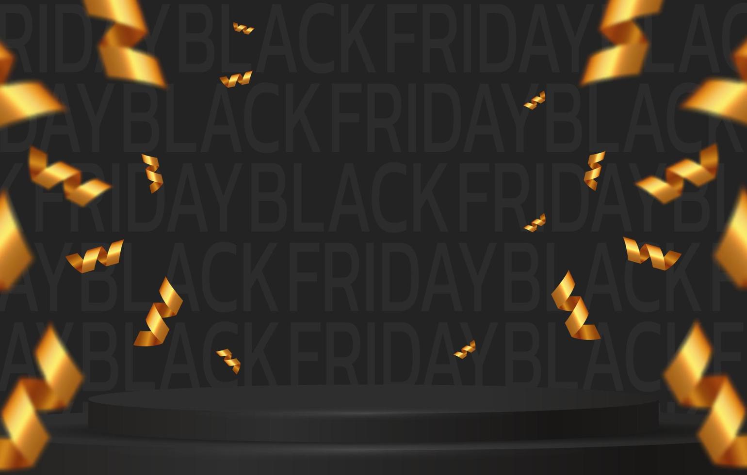 Black Friday Super Sale. Banner, poster on dark background. podium for sale. vector