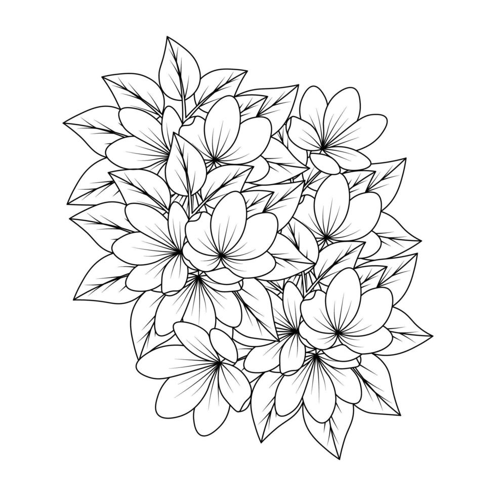 doodle style flower drawing coloring page for print graphic element ...