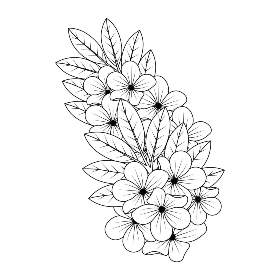 doodle flower coloring page with antistress creative line art illustration hand drawn design vector