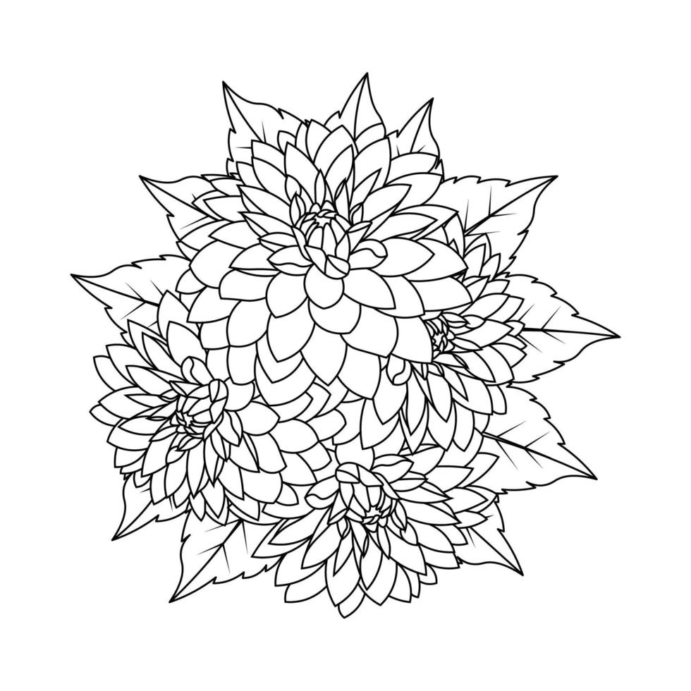 dibujo de ilustraciones de flores de relajación de plantilla de diseño de flor de racimo vector