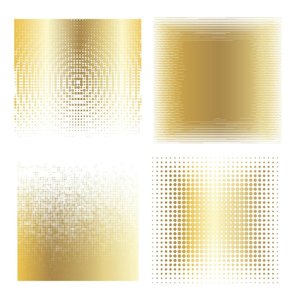 Vector collection of  golden halftone ink geometric monochrome squares