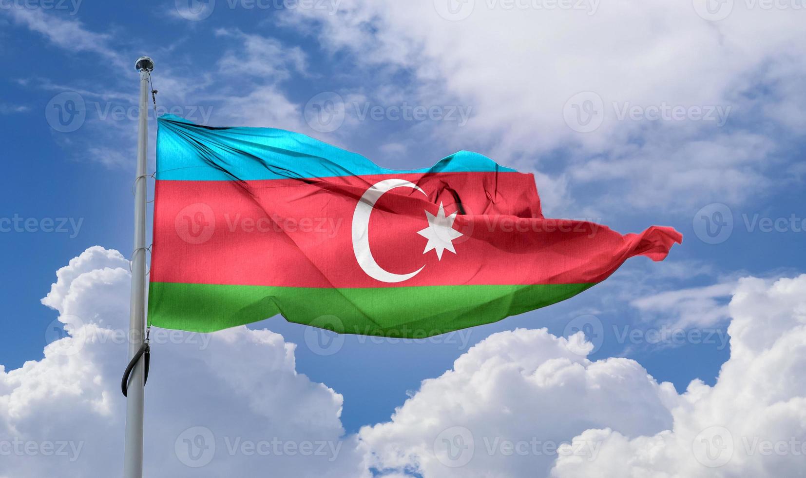 Azerbaijan flag - realistic waving fabric flag photo