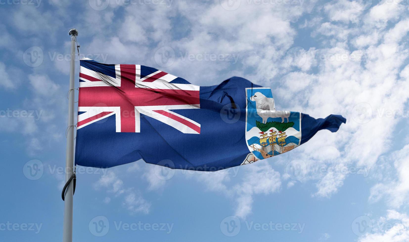 Falkland Islands flag - realistic waving fabric flag. photo