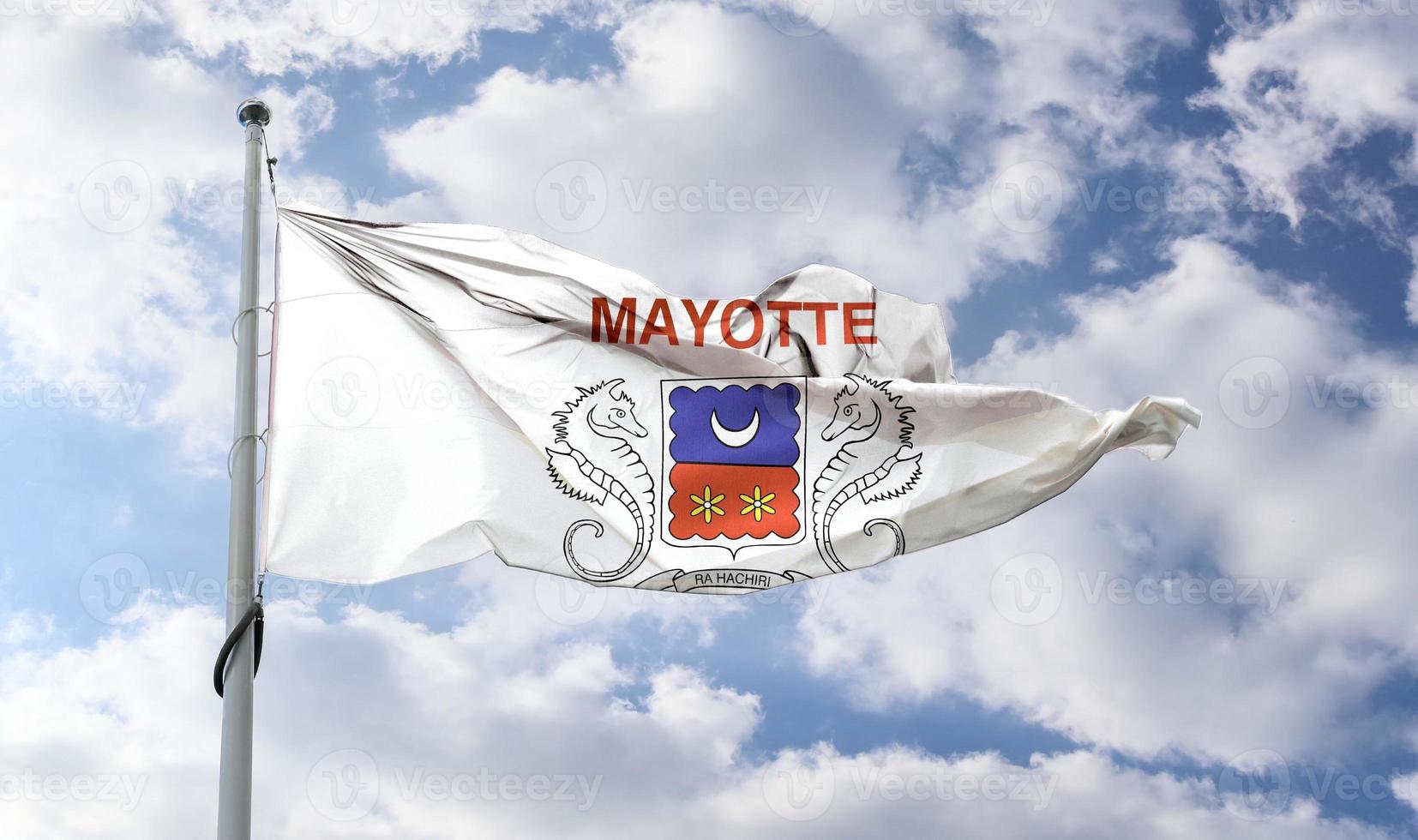 3D-Illustration of a Mayotte flag - realistic waving fabric flag. photo