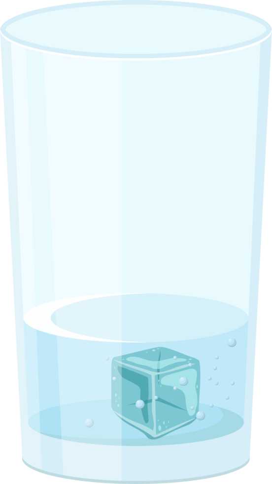 Glass of water with ice cubes clipart png