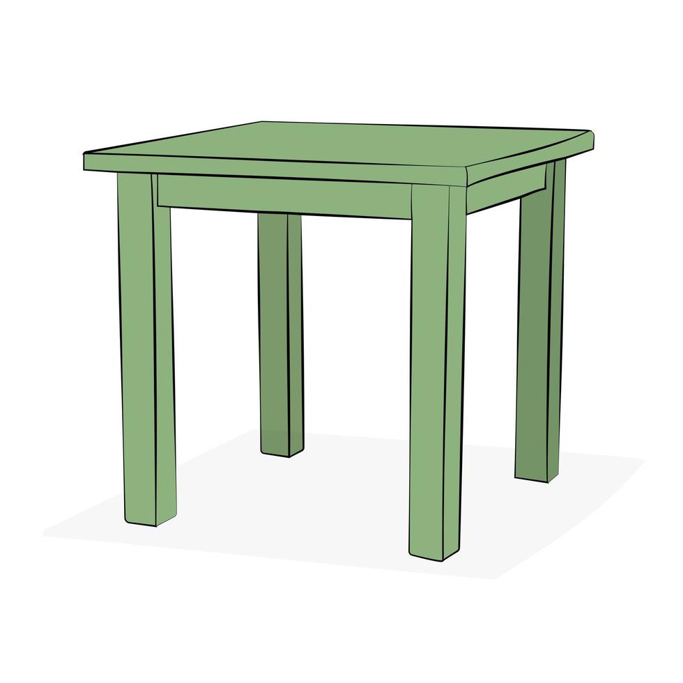 Table, desk, diet table, desktop, kitchen table, piece of furniture, flat style, isolated vector