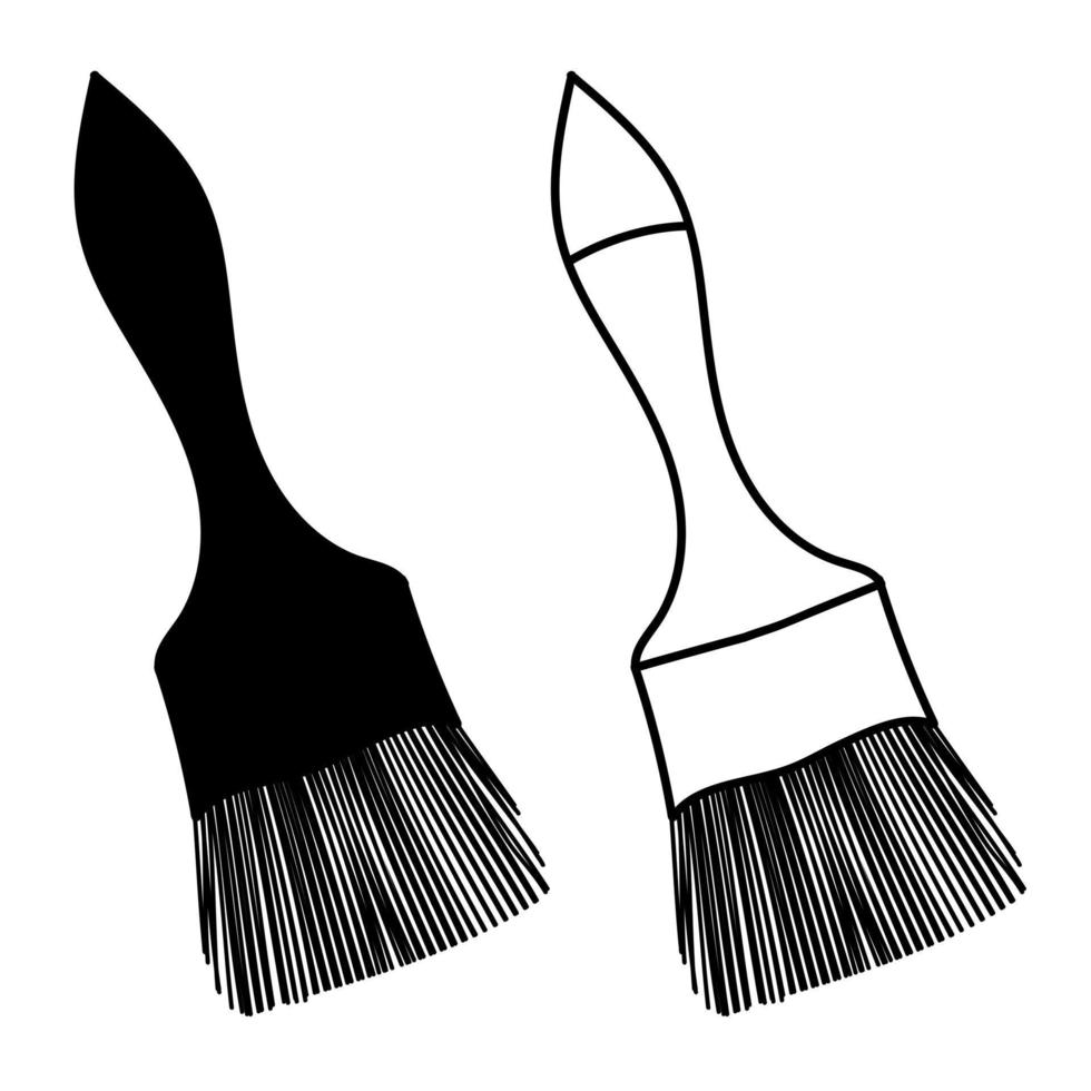 Sketch outline silhouette, brush, tassel, paintbrush, raceme, cluster, maklovitsa. Line style, freehand drawing. vector