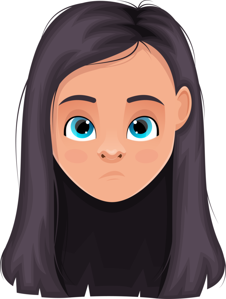 Little girl face expression clipart design illustration png