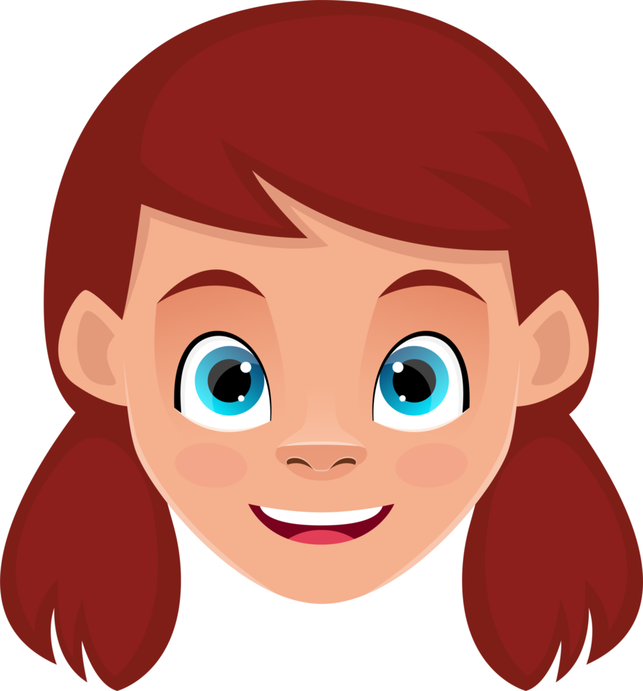 Little girl face expressions clipart design illustration png