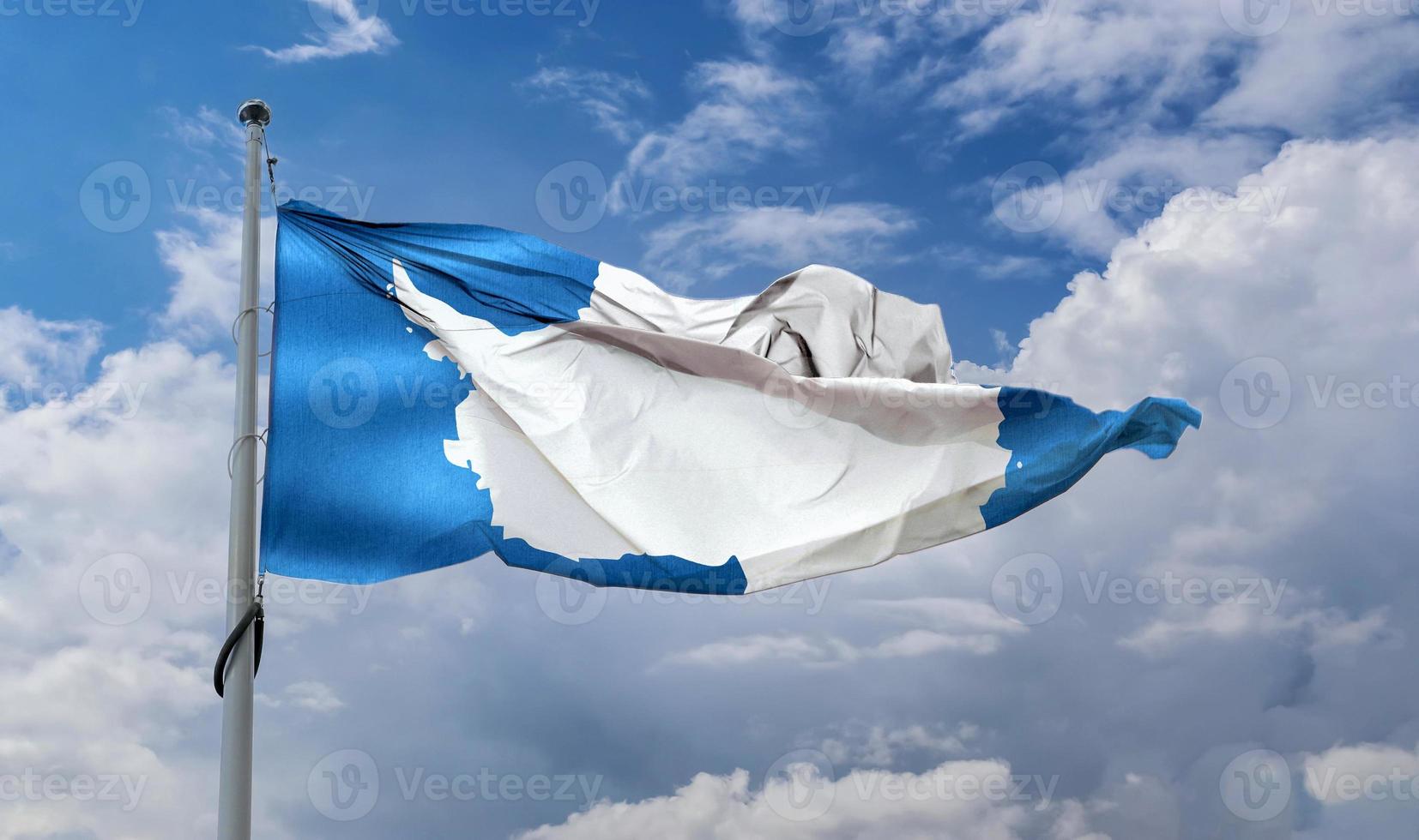 Antarctica flag - realistic waving fabric flag photo