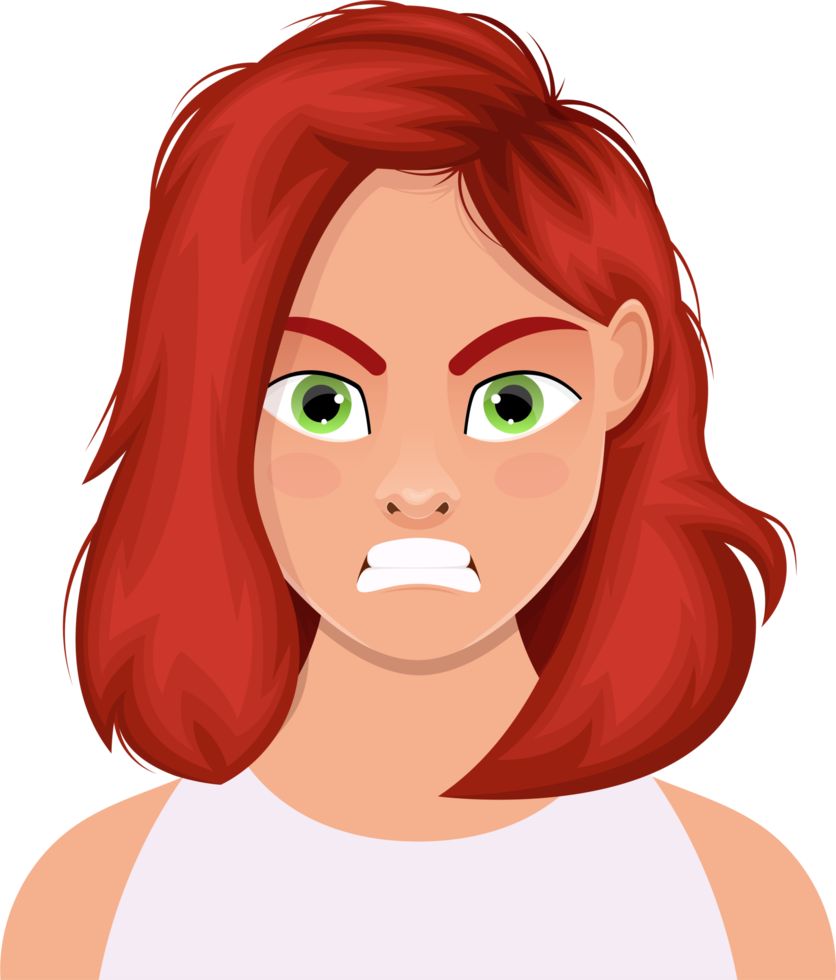 Woman face expression clipart design illustration png