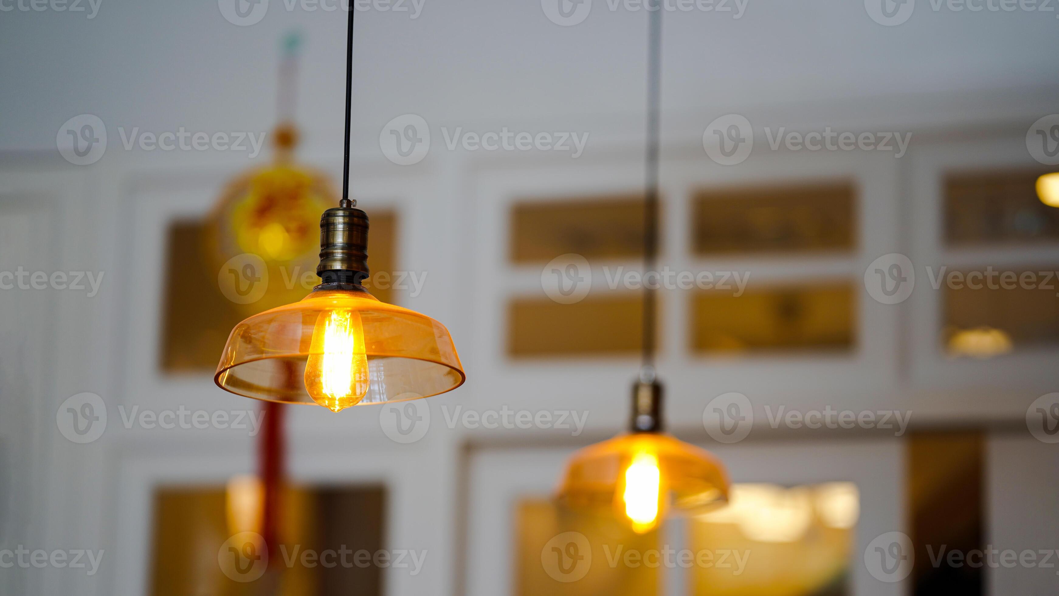 Modern style lamps hang from the ceiling or ceiling lamps, illuminating