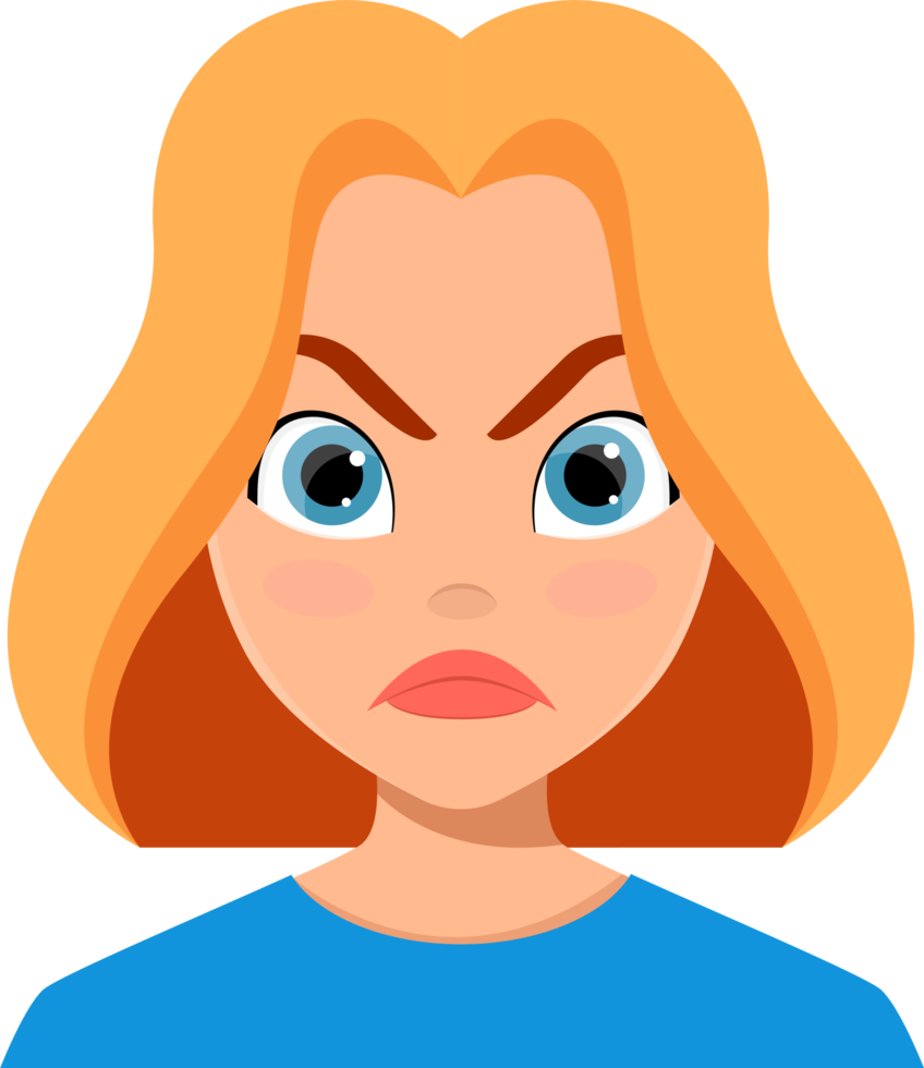 Woman face expression clipart design illustration png