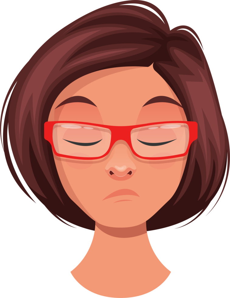 Woman face expression clipart design illustration png