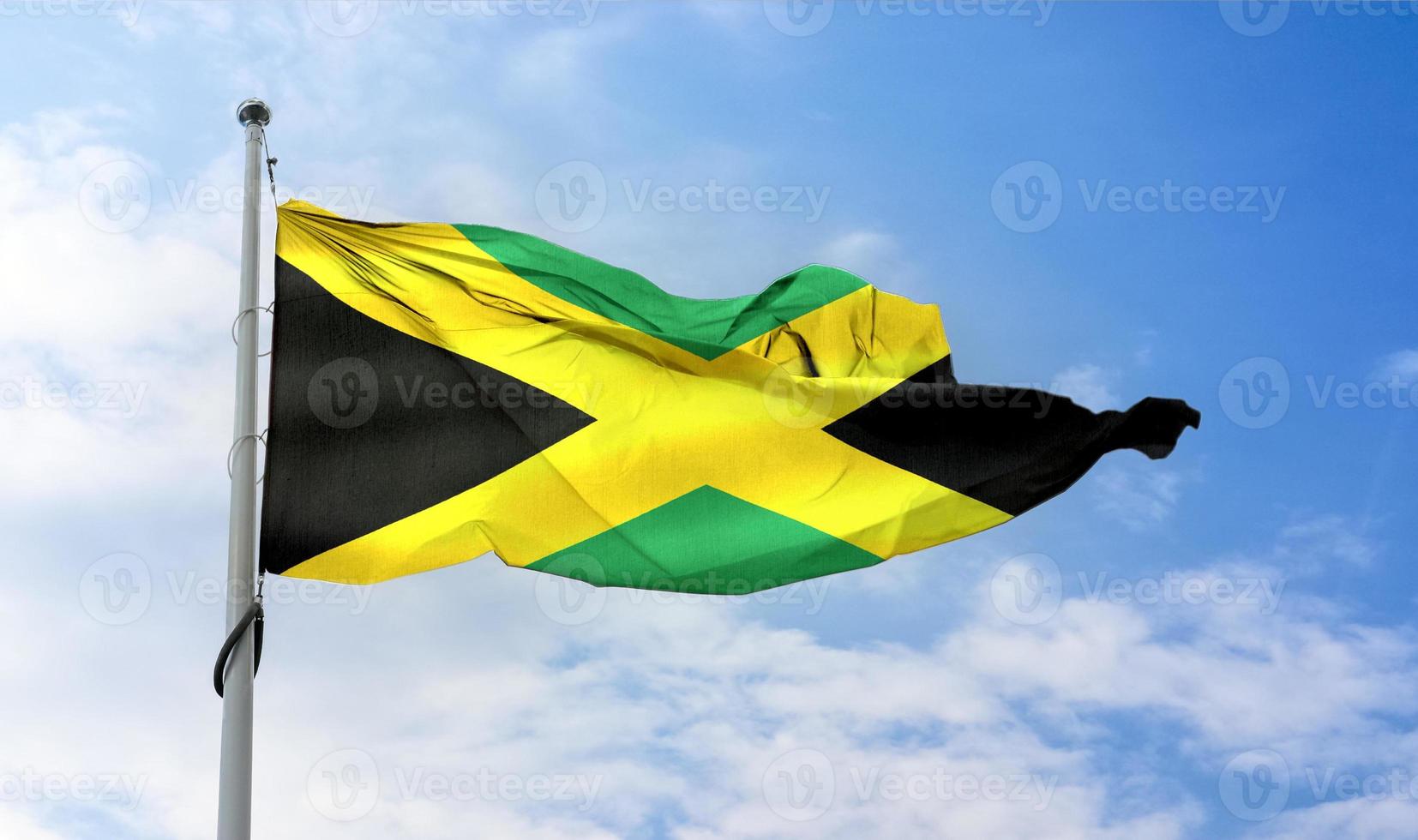 Jamaica flag - realistic waving fabric flag. photo