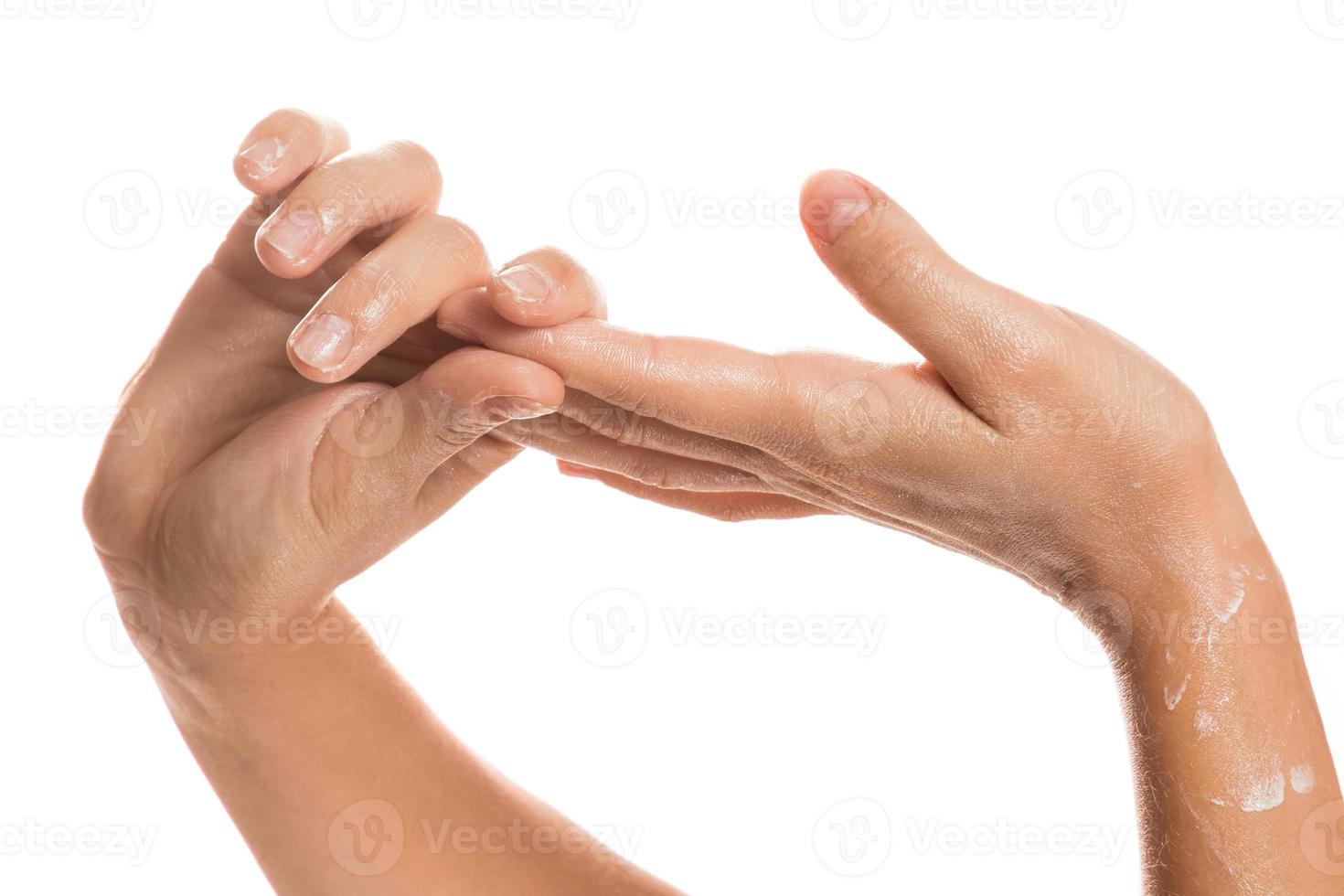 Female hands and moisturizing cream photo