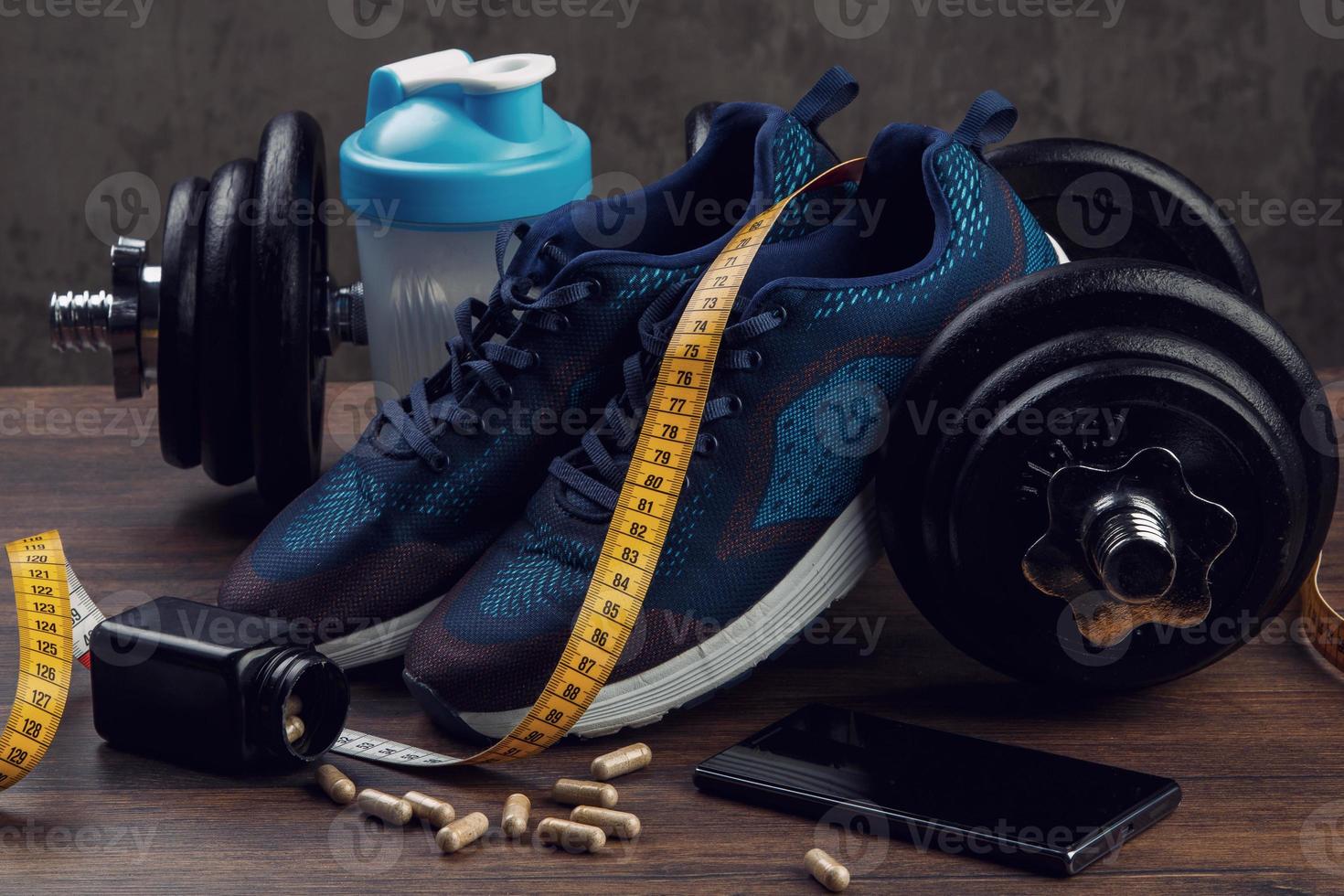 Different items for fitness photo