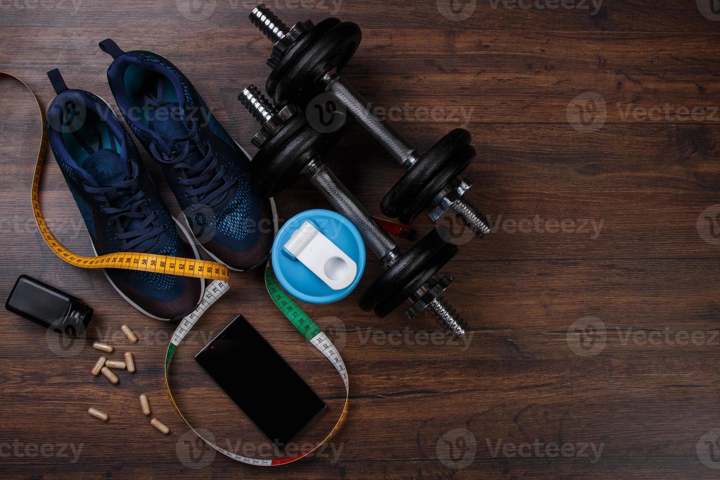 Different items for fitness photo