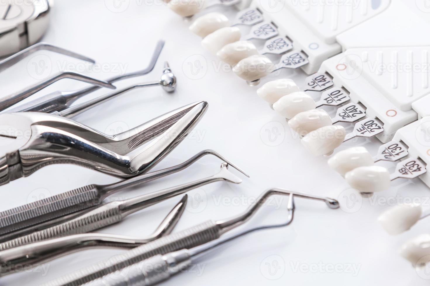 Dental tools and teeth samples photo