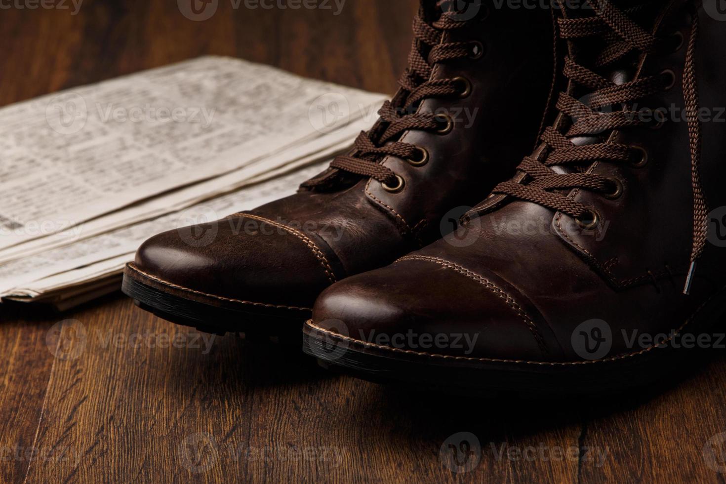 Closeup of Leather boots photo